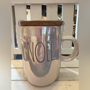 Rae Dunn Noel Iridescent Mug with Wooden Lid